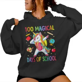 100Th Day Of School Unicorn 100 Magical Days Teacher Girls Women Hoodie