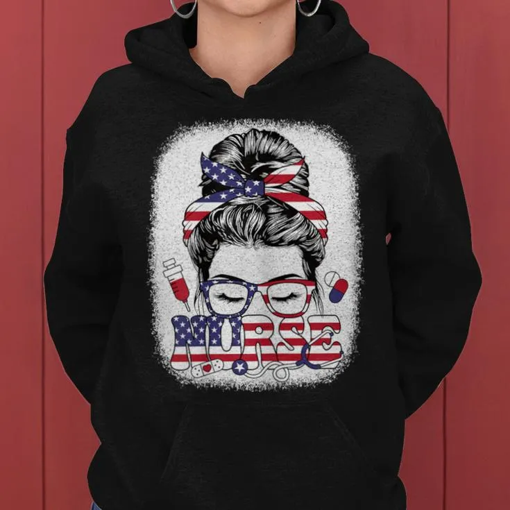 4Th Of July Nurse American Flag Usa Patriotic Nursing Women Women Hoodie