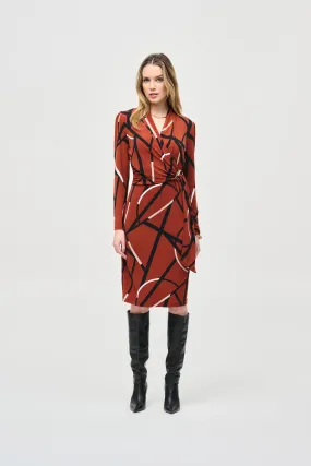 Abstract Wrap Midi Dress Style 243319