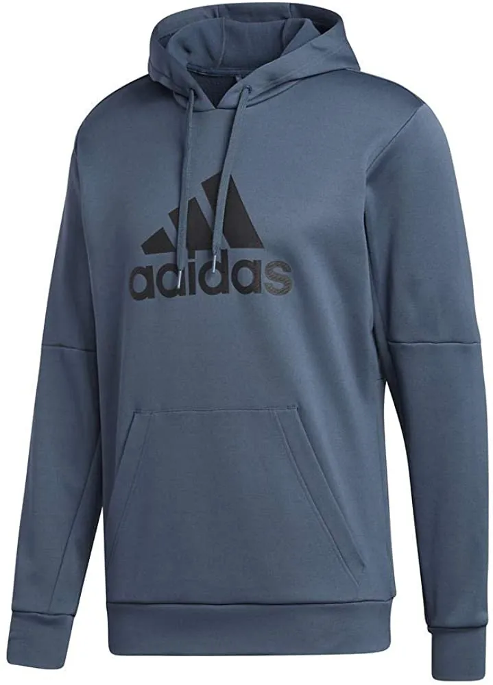 adidas Men's Game and Go Badge of Sport Hoodie S Legacy Blue-Black