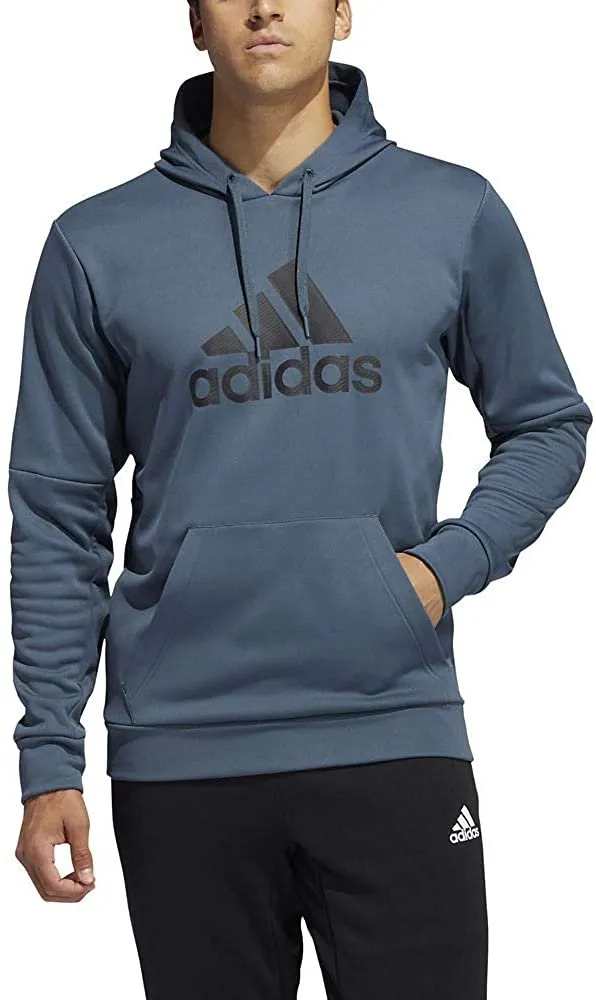 adidas Men's Game and Go Badge of Sport Hoodie S Legacy Blue-Black