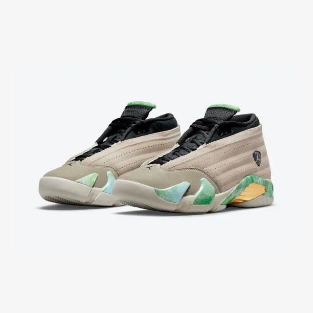 Aleali may x nike women's air jordan 14 retro low sp (fortune/ light sand/ light sand/ white) sizes