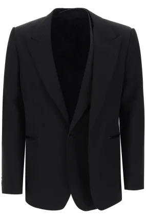 Alexander McQueen    Alexander Mcqueen Trompe L'oeil Jacket In Grain De Poudre