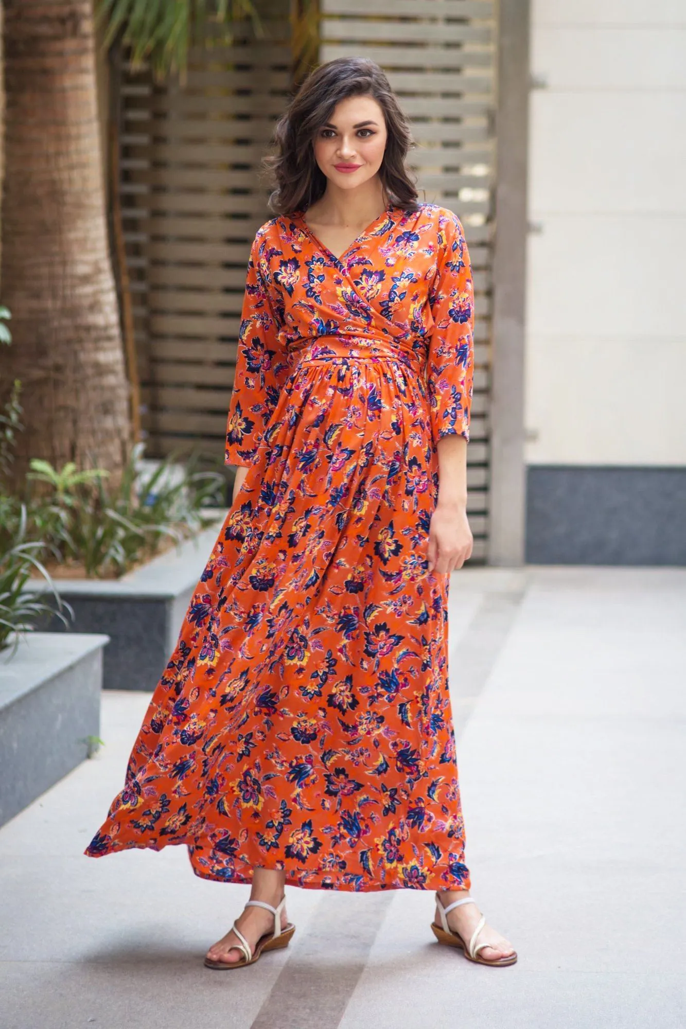 Amber Blossom Maternity & Nursing Wrap Dress