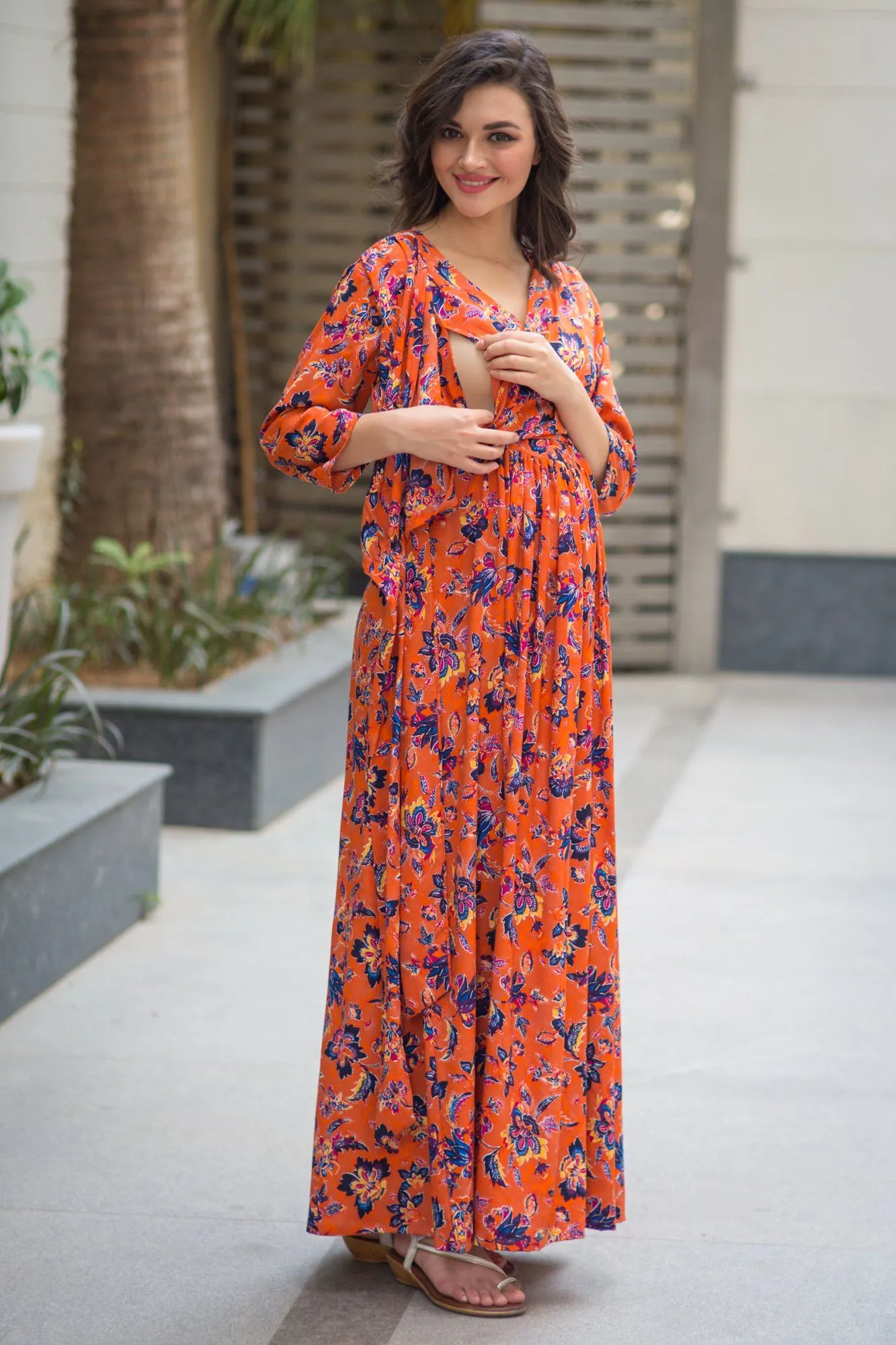 Amber Blossom Maternity & Nursing Wrap Dress