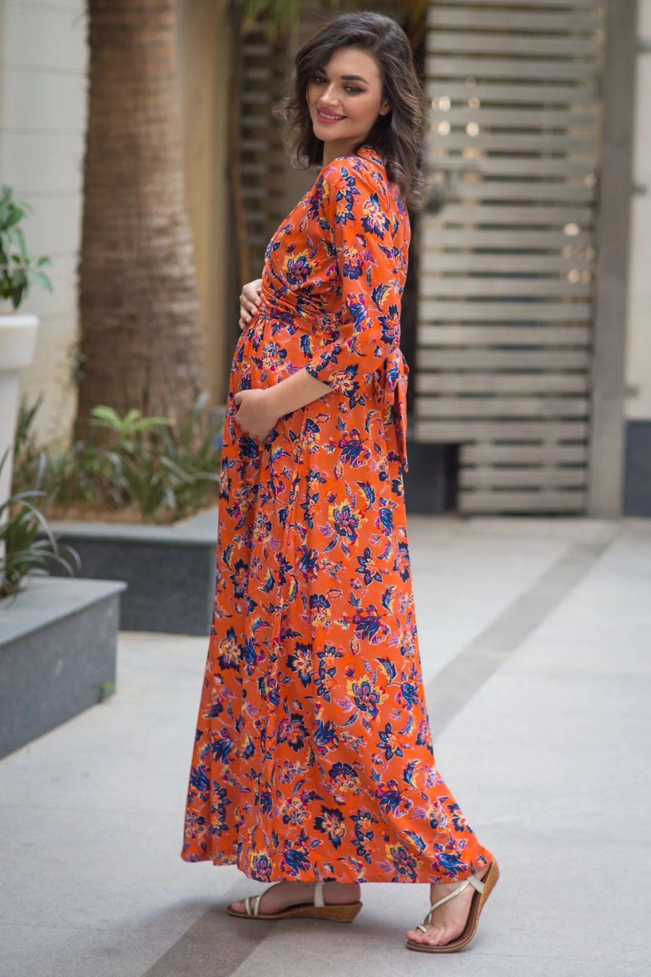 Amber Blossom Maternity & Nursing Wrap Dress