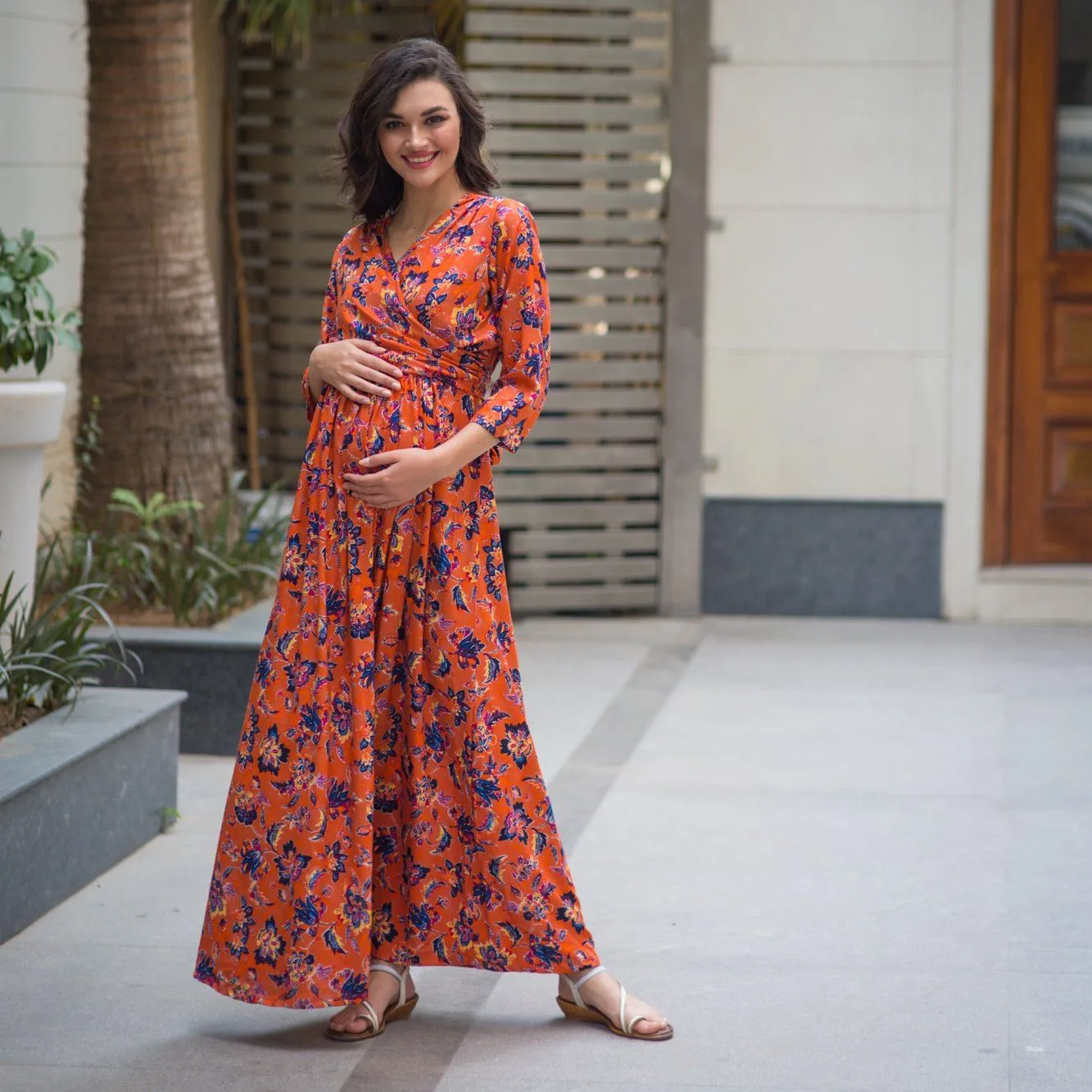 Amber Blossom Maternity & Nursing Wrap Dress