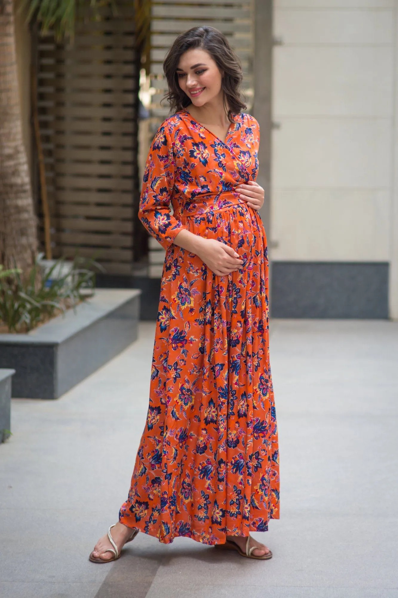 Amber Blossom Maternity & Nursing Wrap Dress