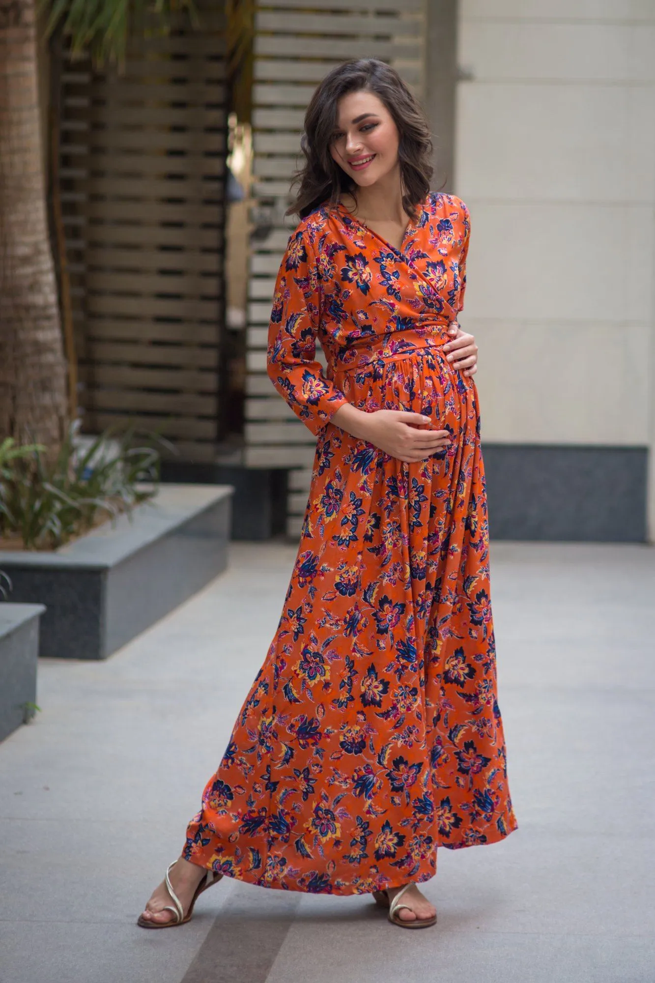 Amber Blossom Maternity & Nursing Wrap Dress