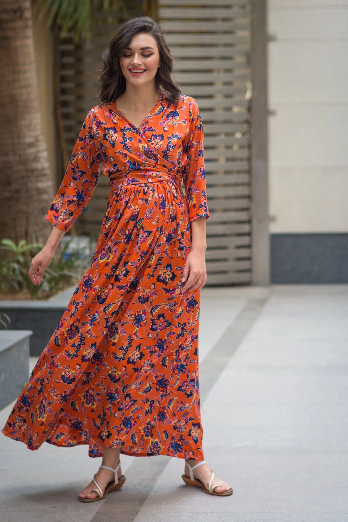 Amber Blossom Maternity & Nursing Wrap Dress