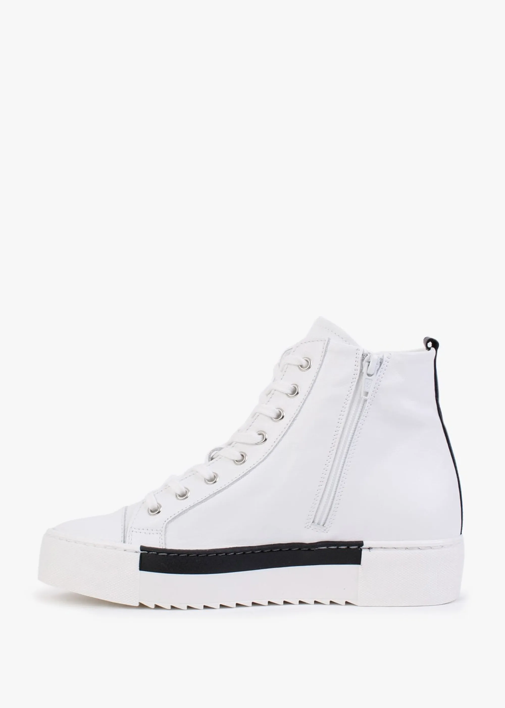 Angels White Leather Black Wing High Top Trainers