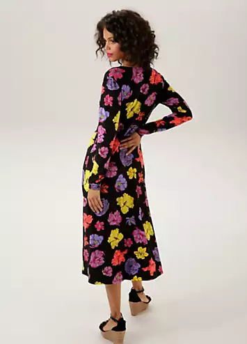 Aniston Floral Print Long Sleeve Wrap Midi Dress | Kaleidoscope