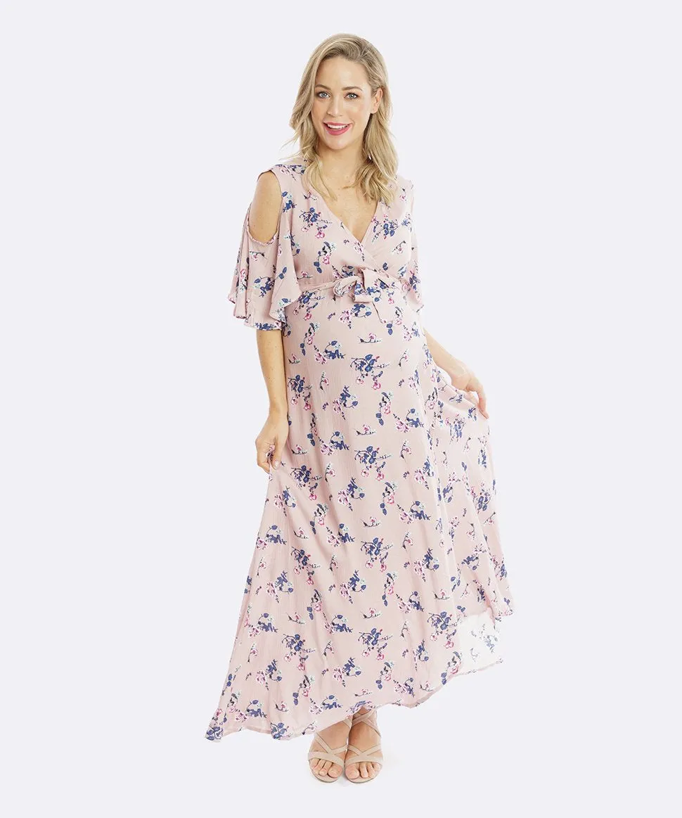 Aria Cold Shoulder Wrap Dress in Blossom