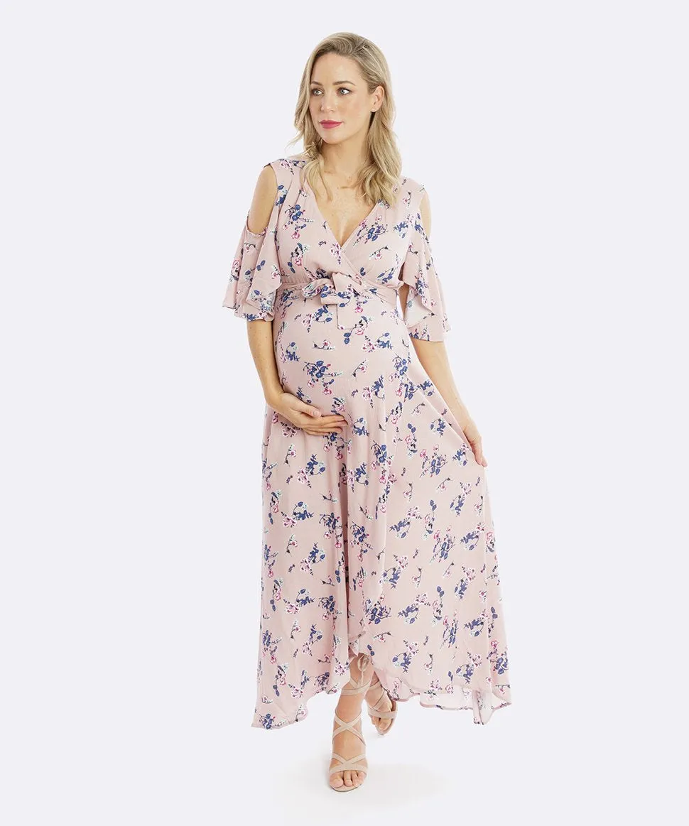 Aria Cold Shoulder Wrap Dress in Blossom