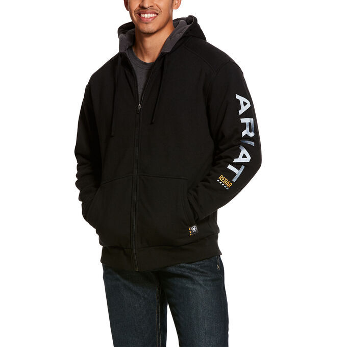 Ariat Men's Rebar Hooded Pullover in Black