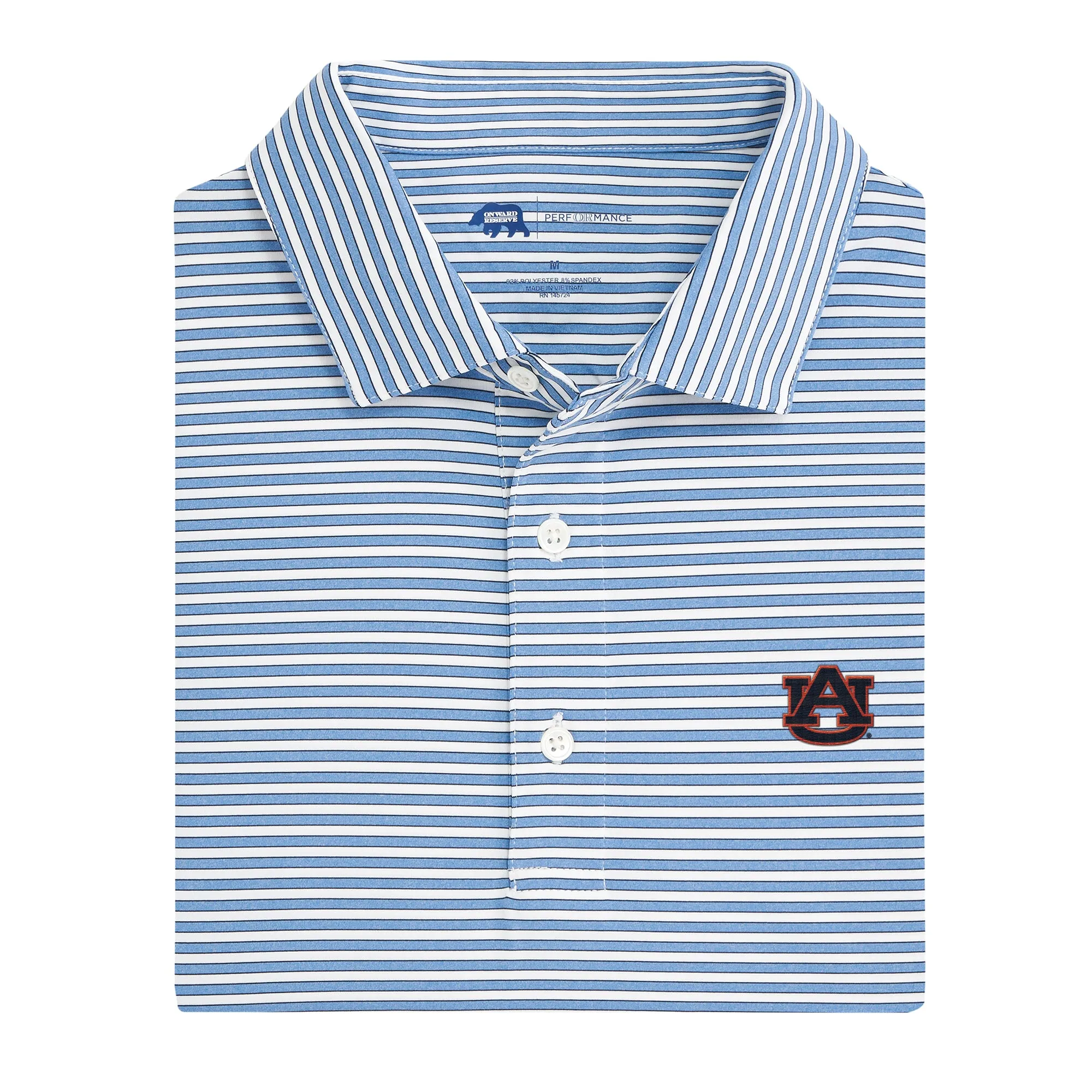 Auburn Mulligan Stripe Performance Polo