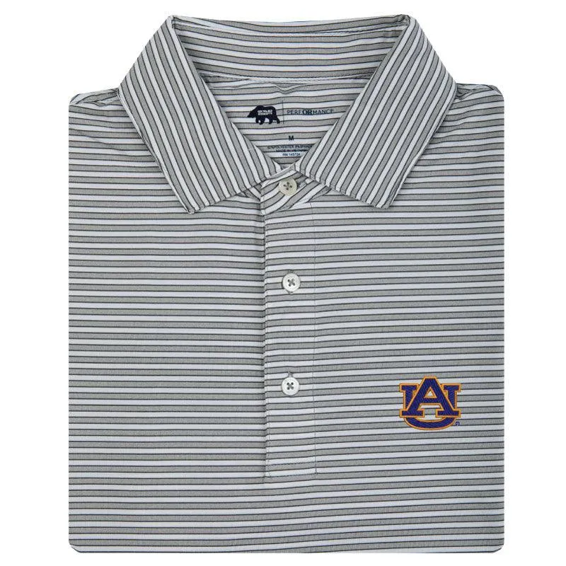 Auburn Mulligan Stripe Performance Polo