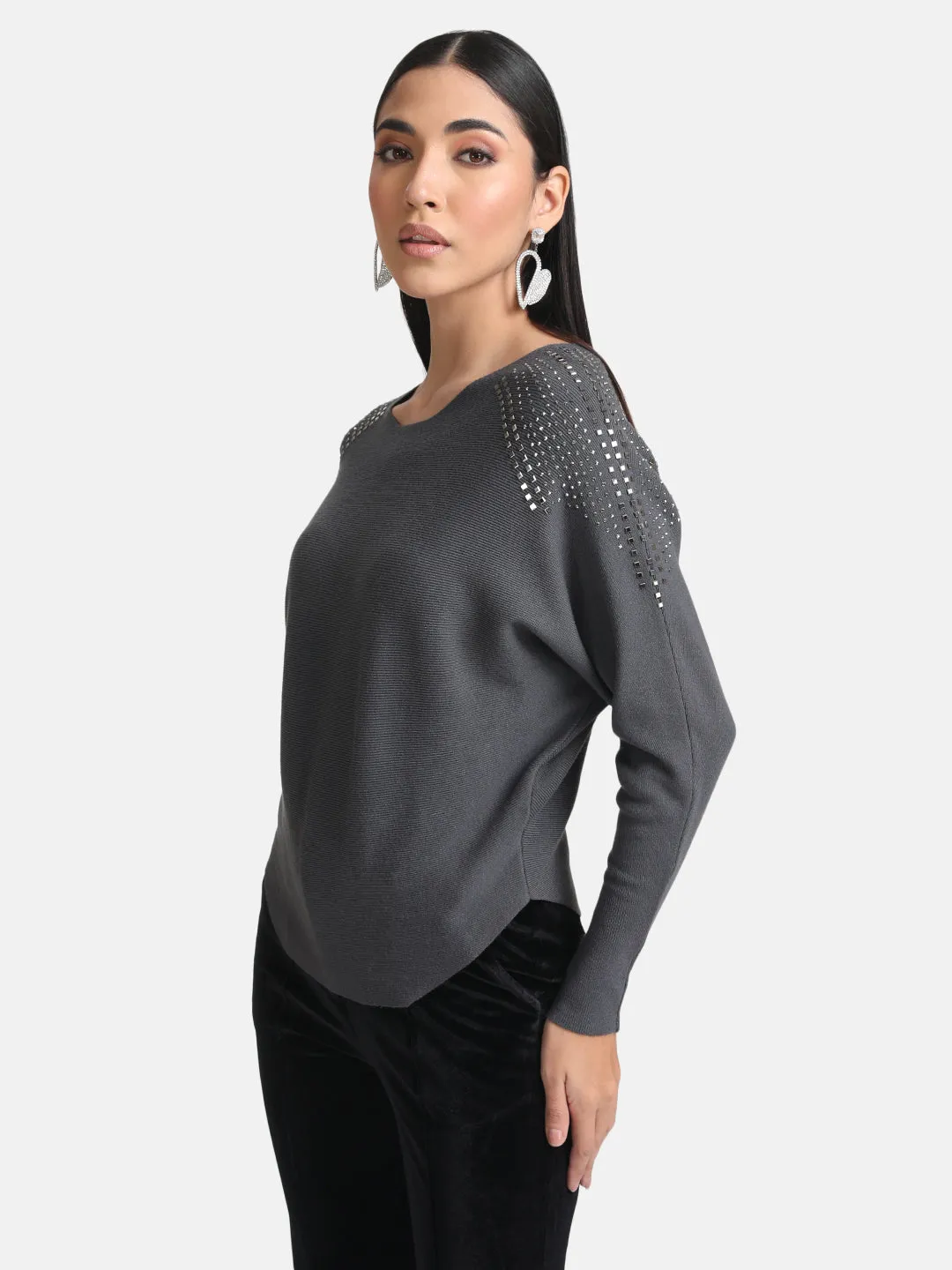 Batwing Pullover With Heat Studs