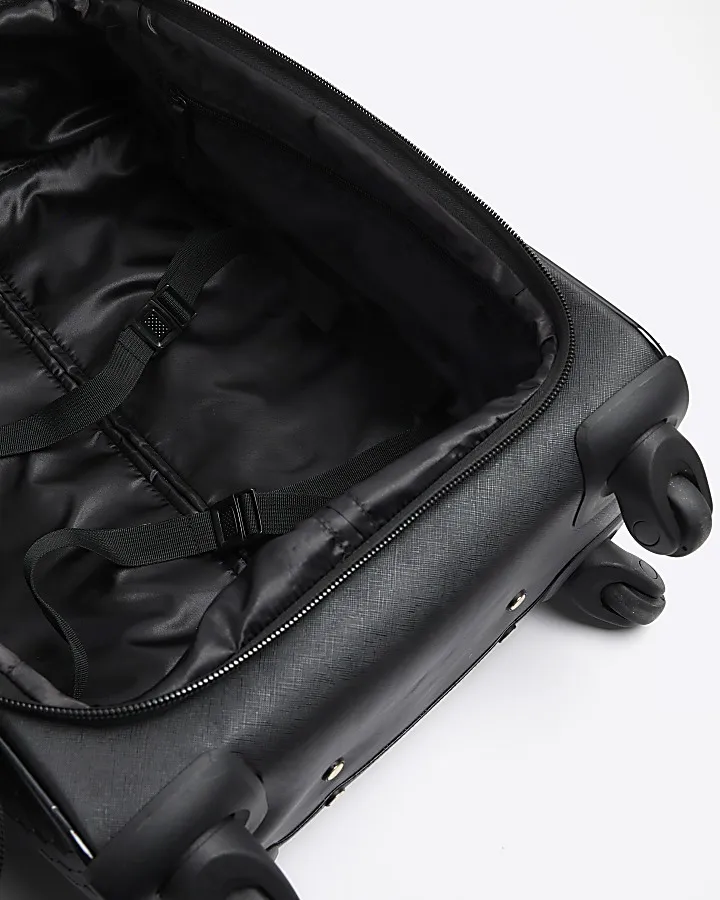 Black embossed RI monogram suitcase