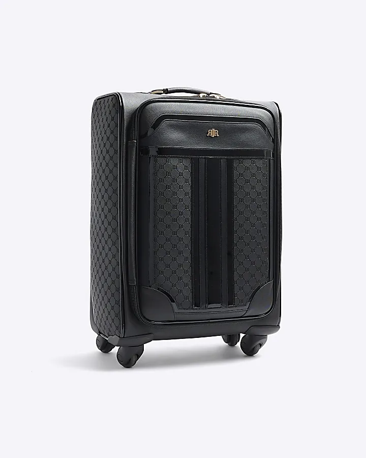 Black embossed RI monogram suitcase