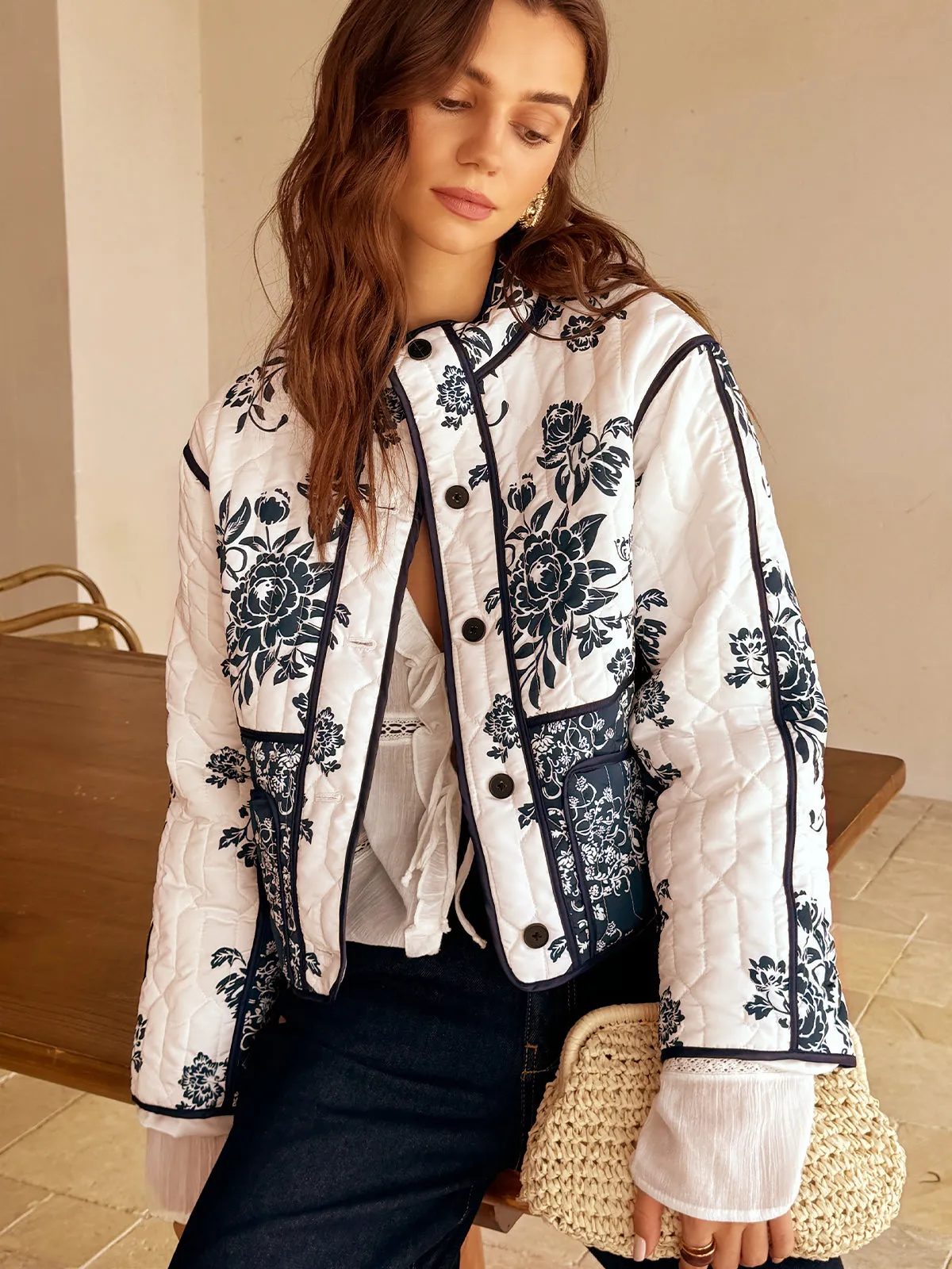 Boheme Printed Piping Cozy Jacket