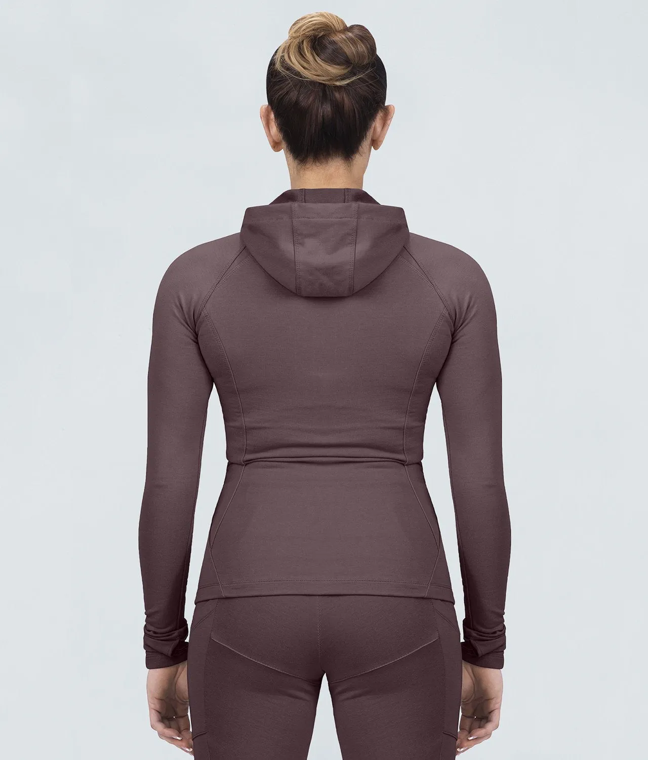 Born Tough Contoured Ash Brown Sleeve Loops Running Tracksuit Hoodie for Women