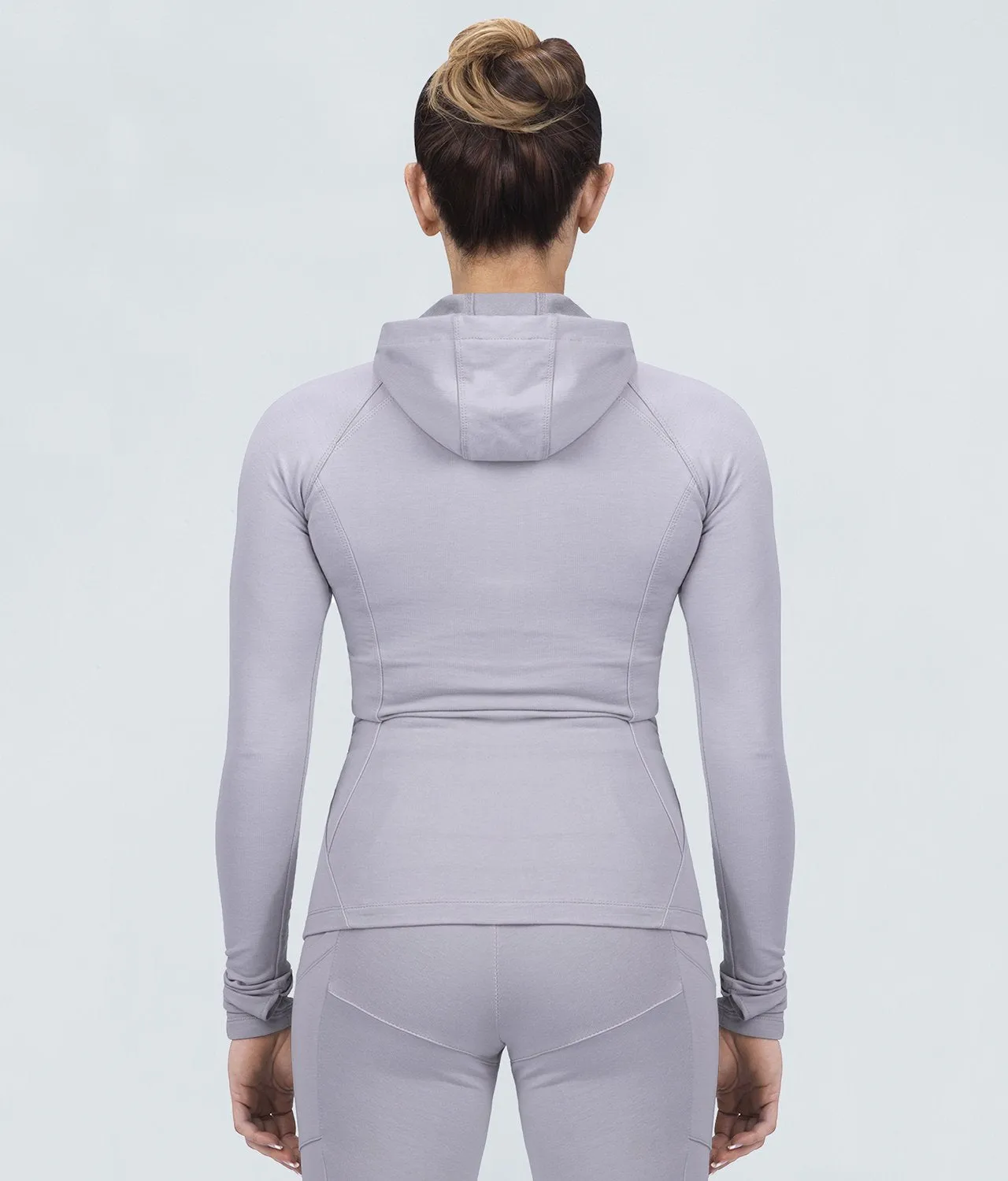 Born Tough Contoured Gray Sleeve Loops Bodybuilding Tracksuit Hoodie for Women