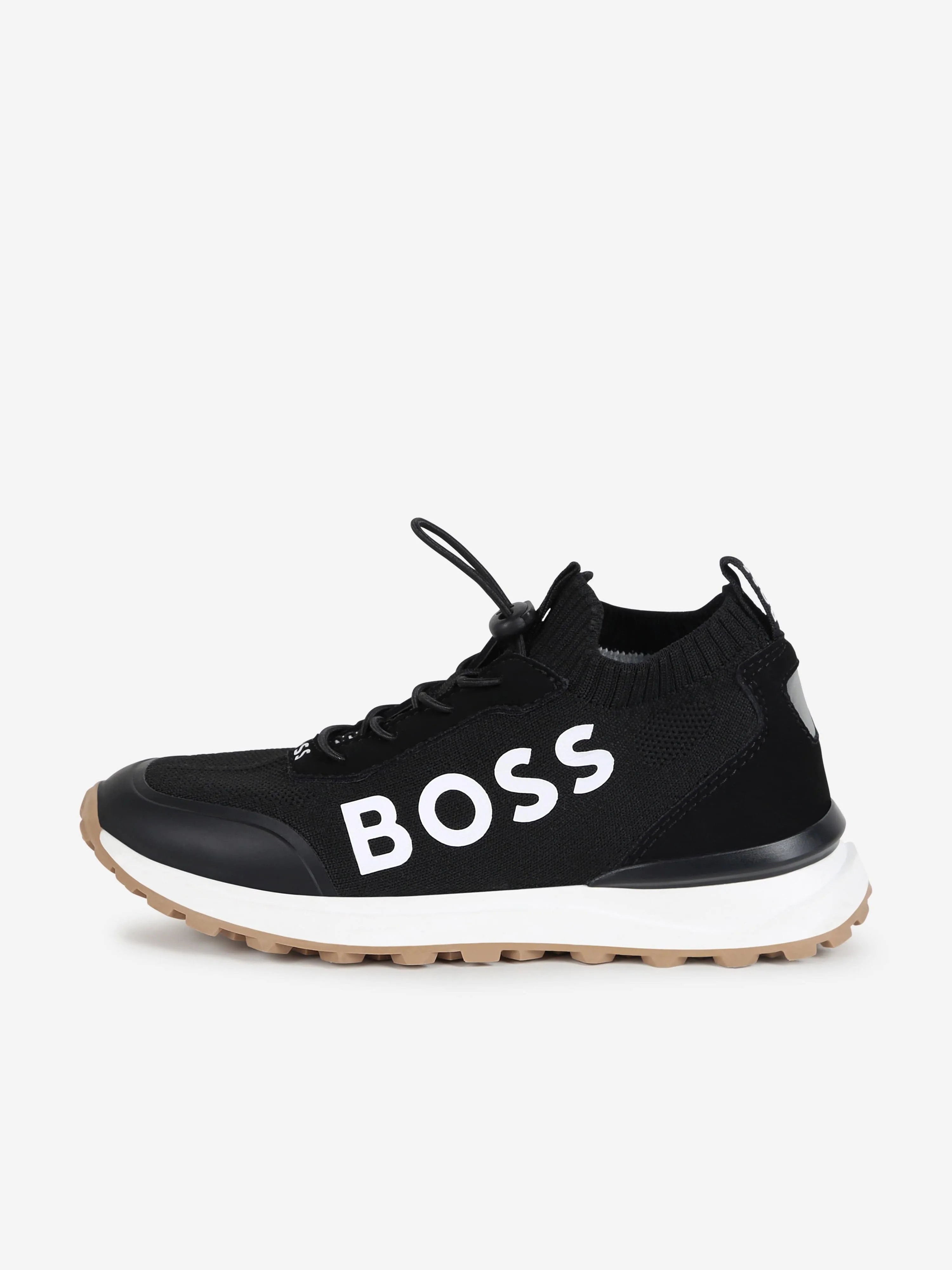 BOSS Boys Logo Sock Trainers in Black