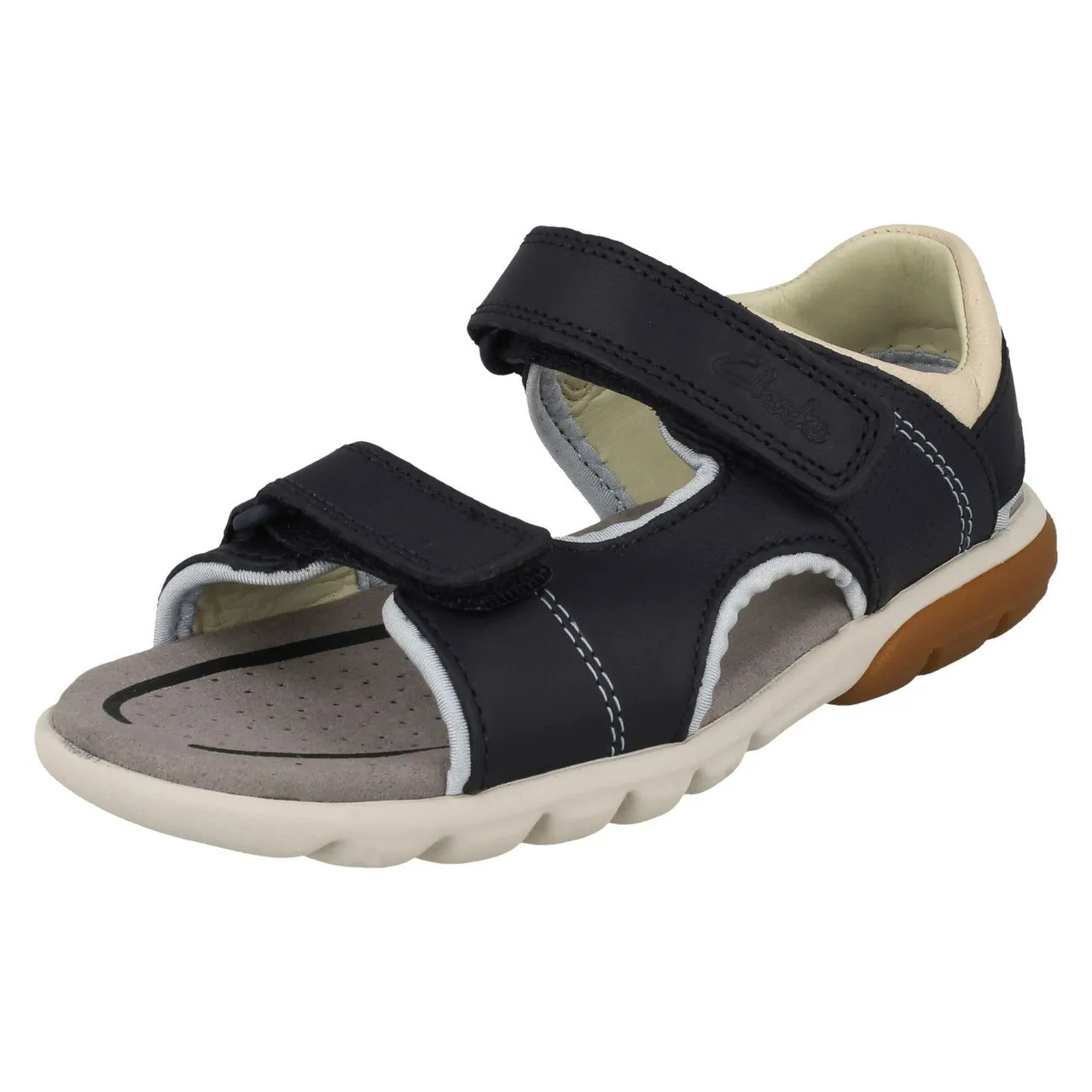 Boys Clarks Hook And Loop Sandals Rocco Wave K