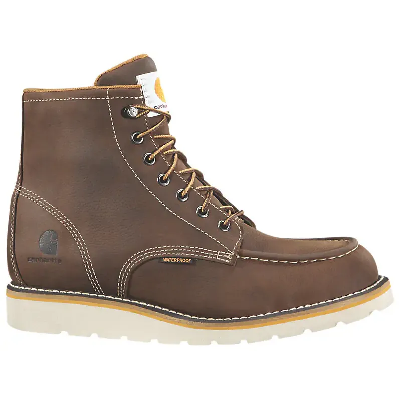 CARHARTT WATERPROOF 6 MOC TOE WEDGE BOOT 9.5W DARK BROWN OILED TANNED