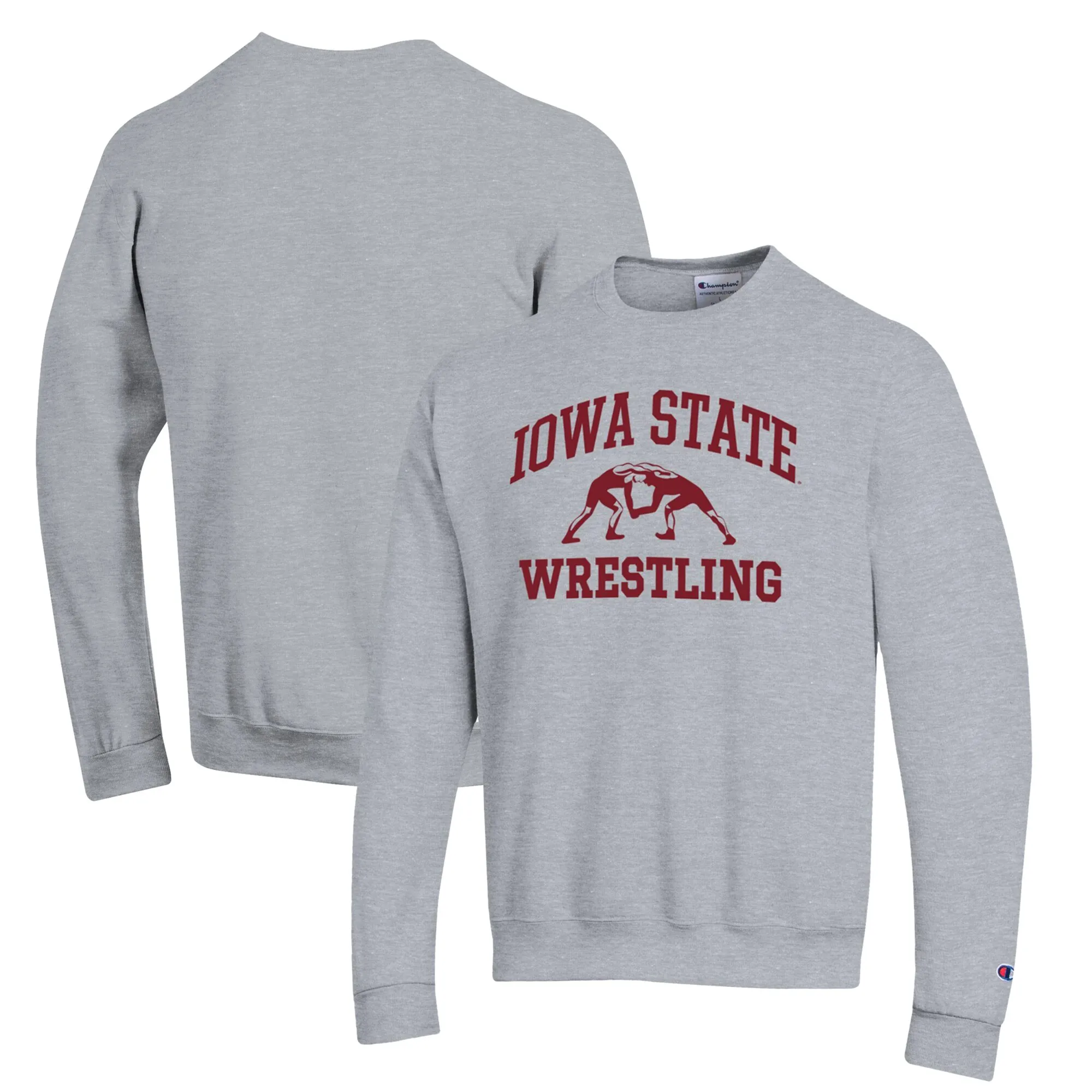 Champion Iowa State Cyclones Gray Wrestling Icon Powerblend Pullover Sweatshirt