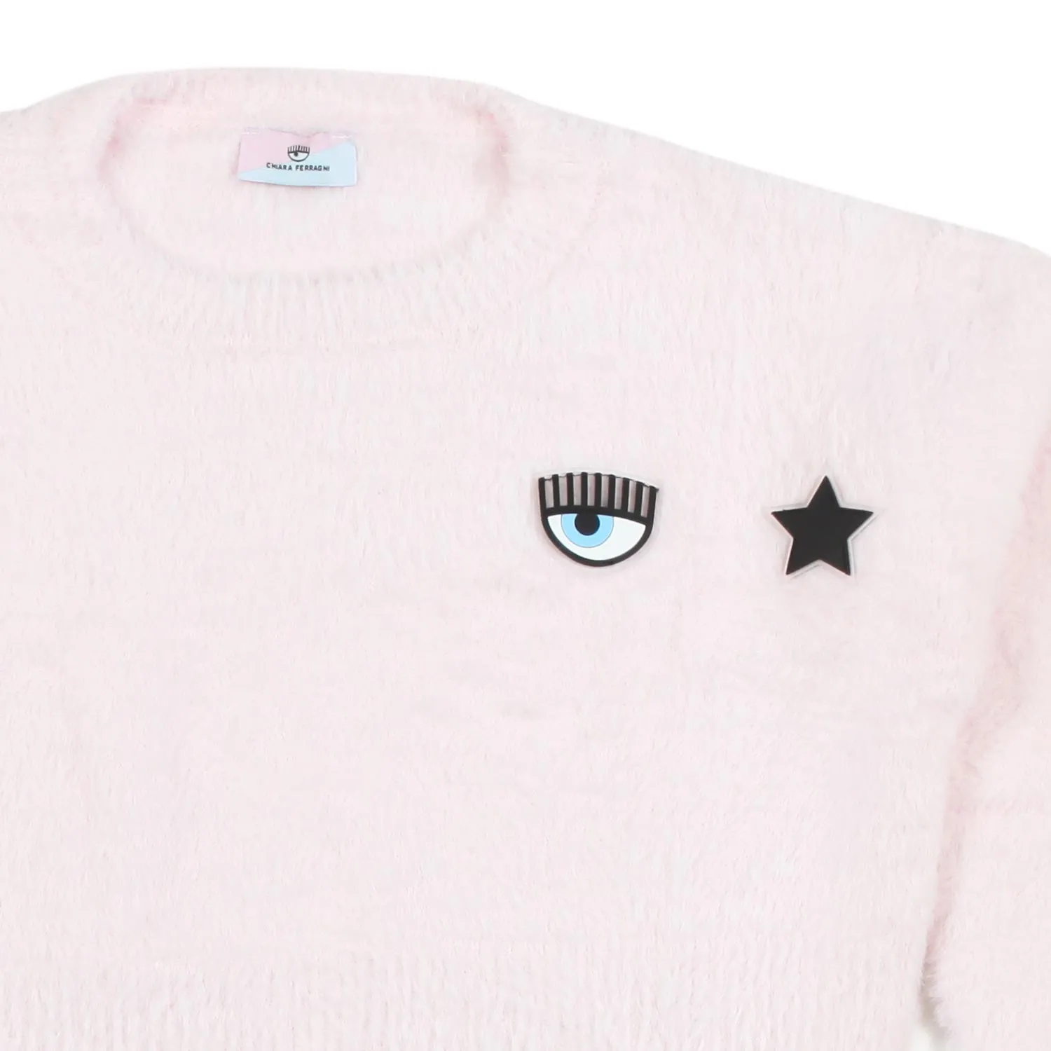 Chiara Ferragni Pink Cropped Eye Star Pullover For Girls