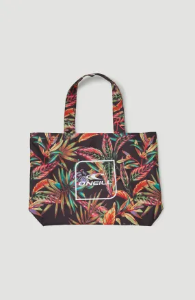 Coastal Print Tote | Black Tropical Flower