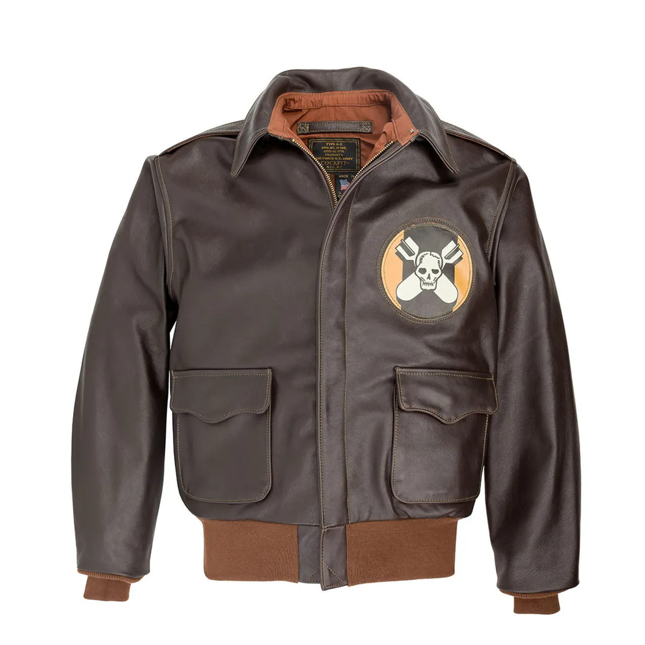 Cockpit USA Aces & Eights Flight Jacket Brown USA Made