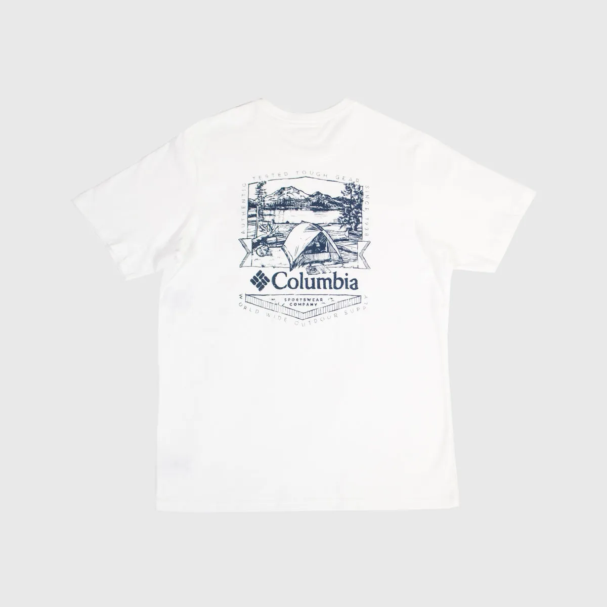 Columbia Rockaway River Back Graphic Tee - White Lakeside Badge