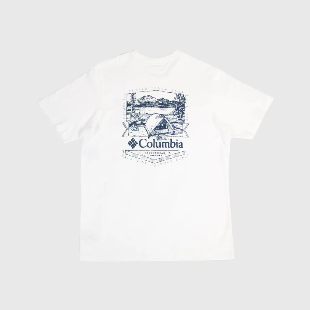 Columbia Rockaway River Back Graphic Tee - White Lakeside Badge