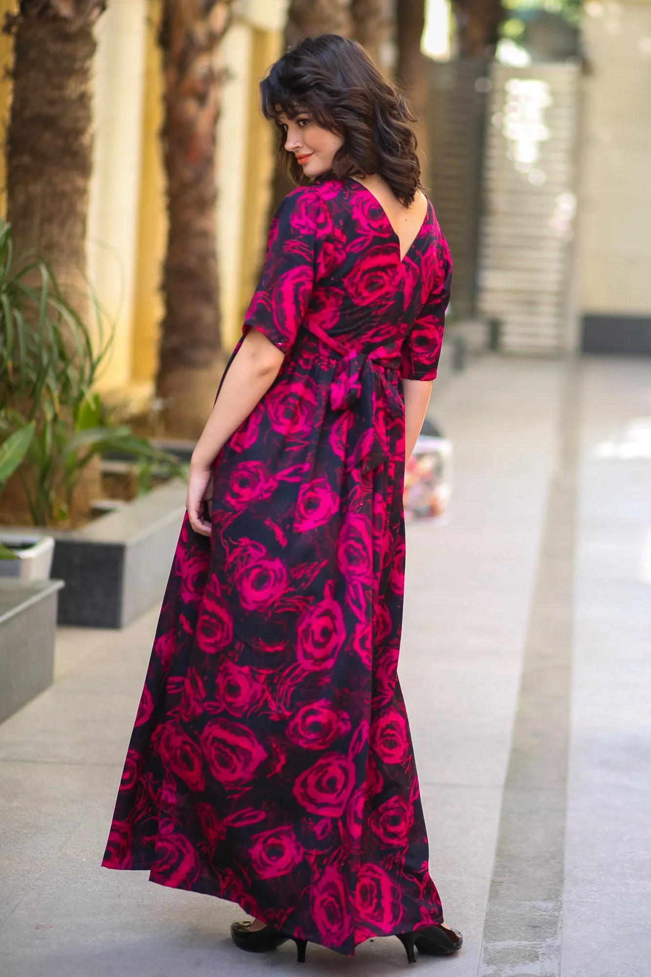 Cranberry Blossom Maternity & Nursing Wrap Dress