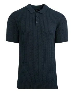 Dark Navy Cable Knitted Polo