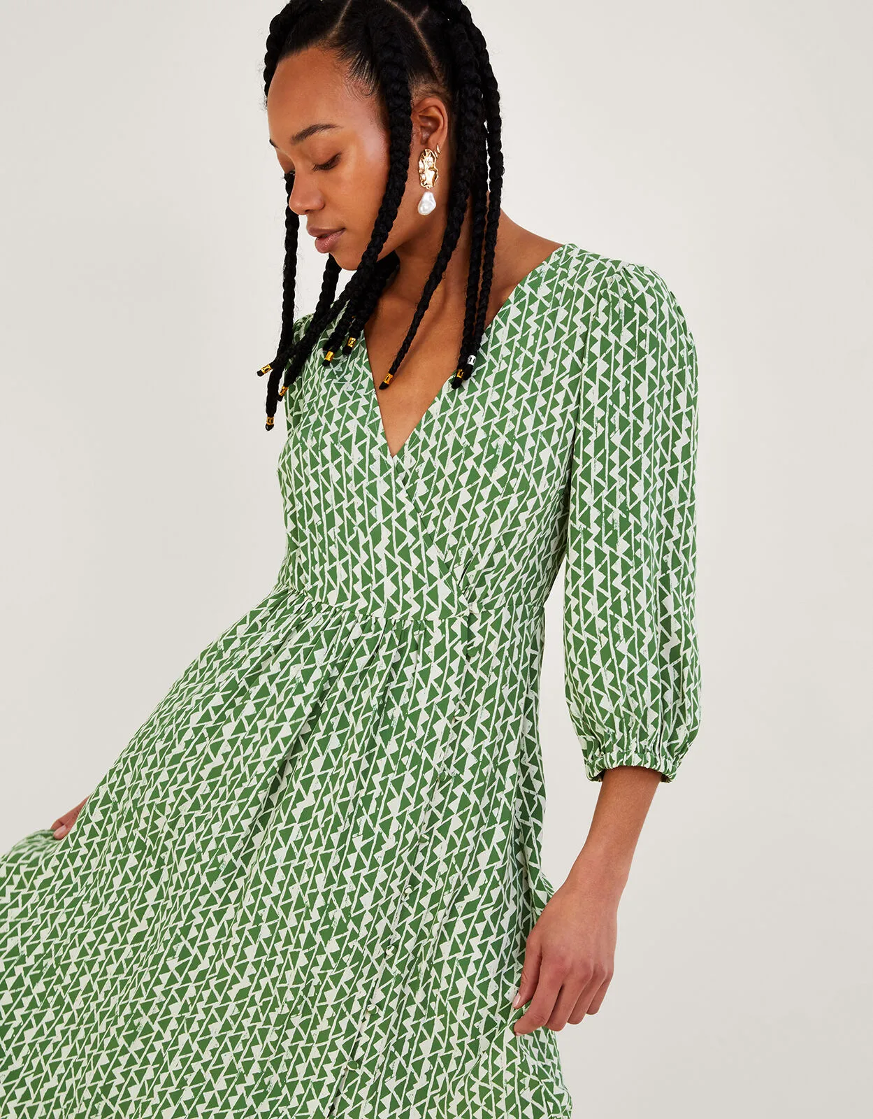 Doris Wrap Dress in Sustainable Viscose  Green