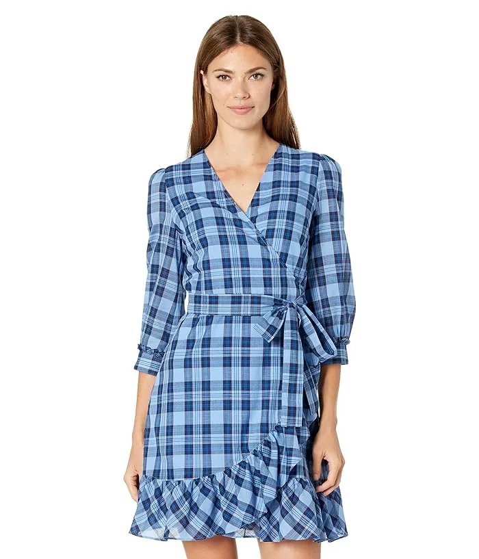 Draper James Reba Flutter Wrap Dress in Angie Plaid Women's