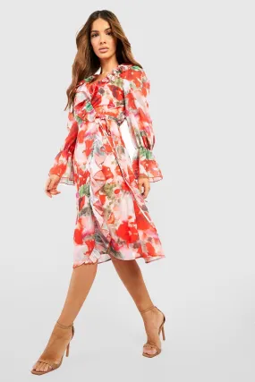 Dresses | Floral Ruffle Wrap Dress | boohoo