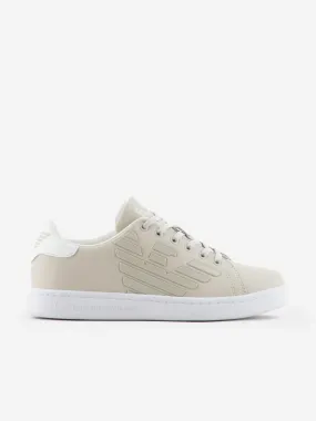 EA7 Emporio Armani Kids Leather Logo Trainers in Beige