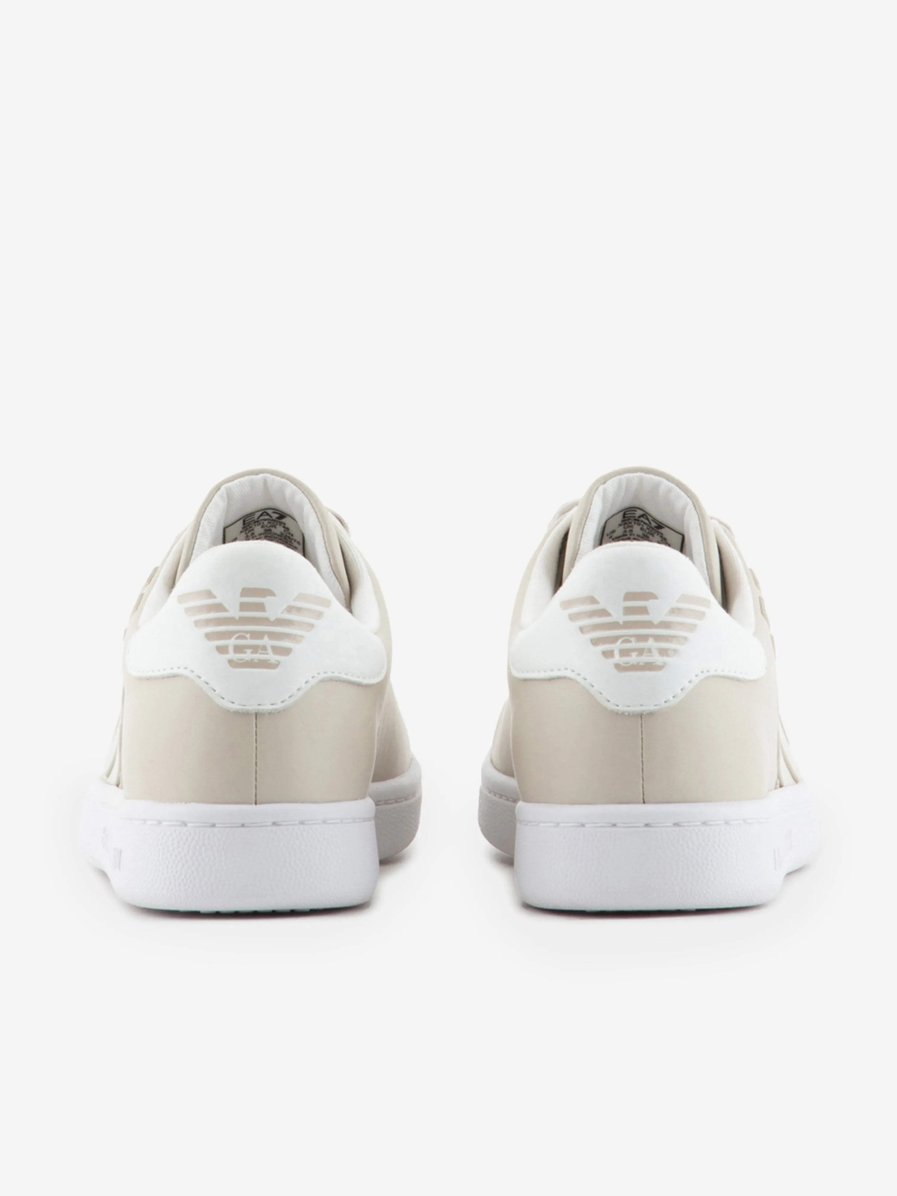 EA7 Emporio Armani Kids Leather Logo Trainers in Beige