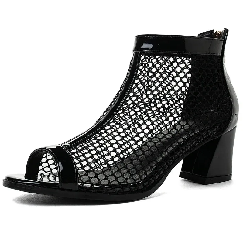 Emma- the Mesh Open Toed Ankle Boot