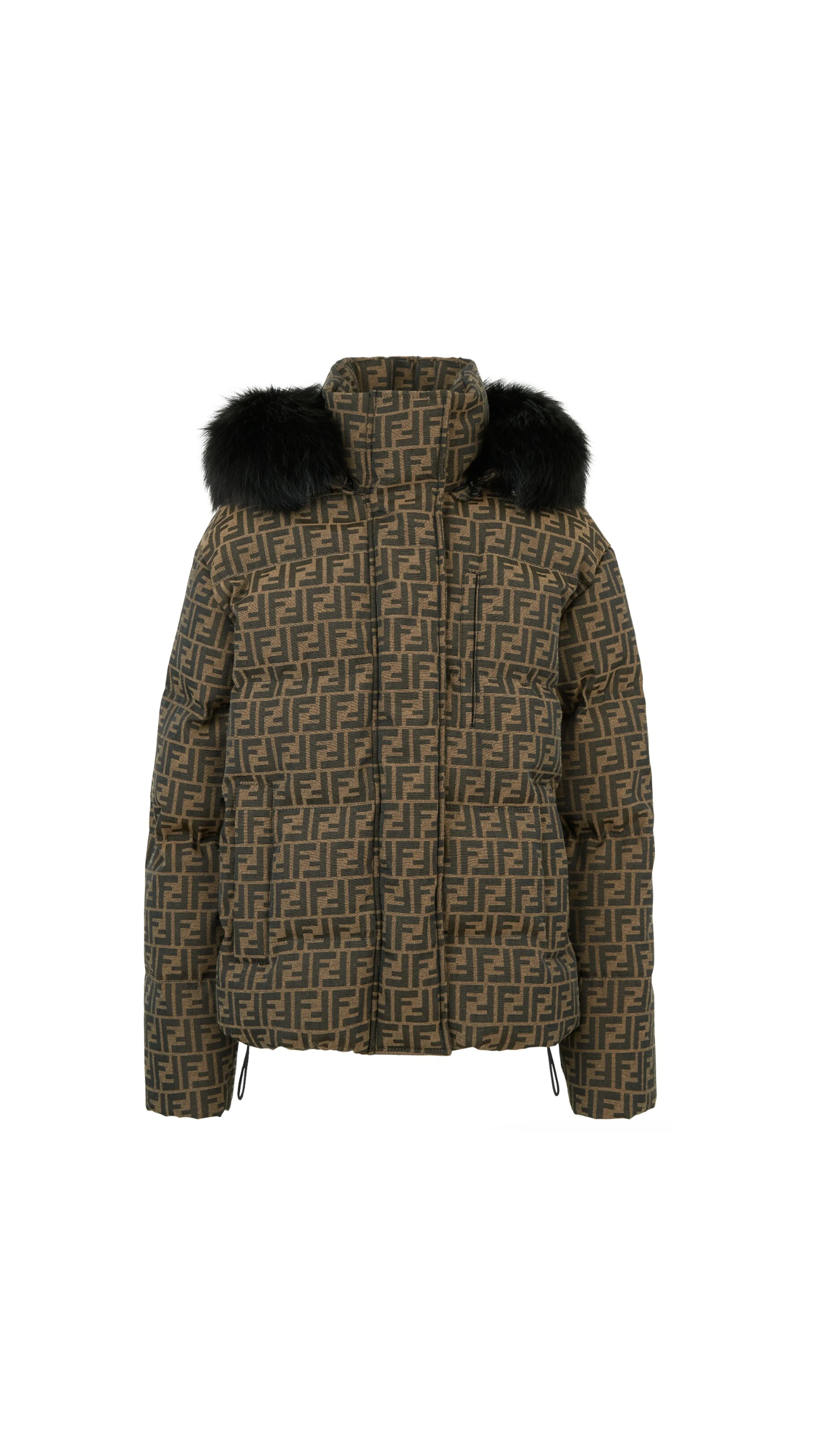 FF Ski Jacket with Fur Hood - Brown/Black