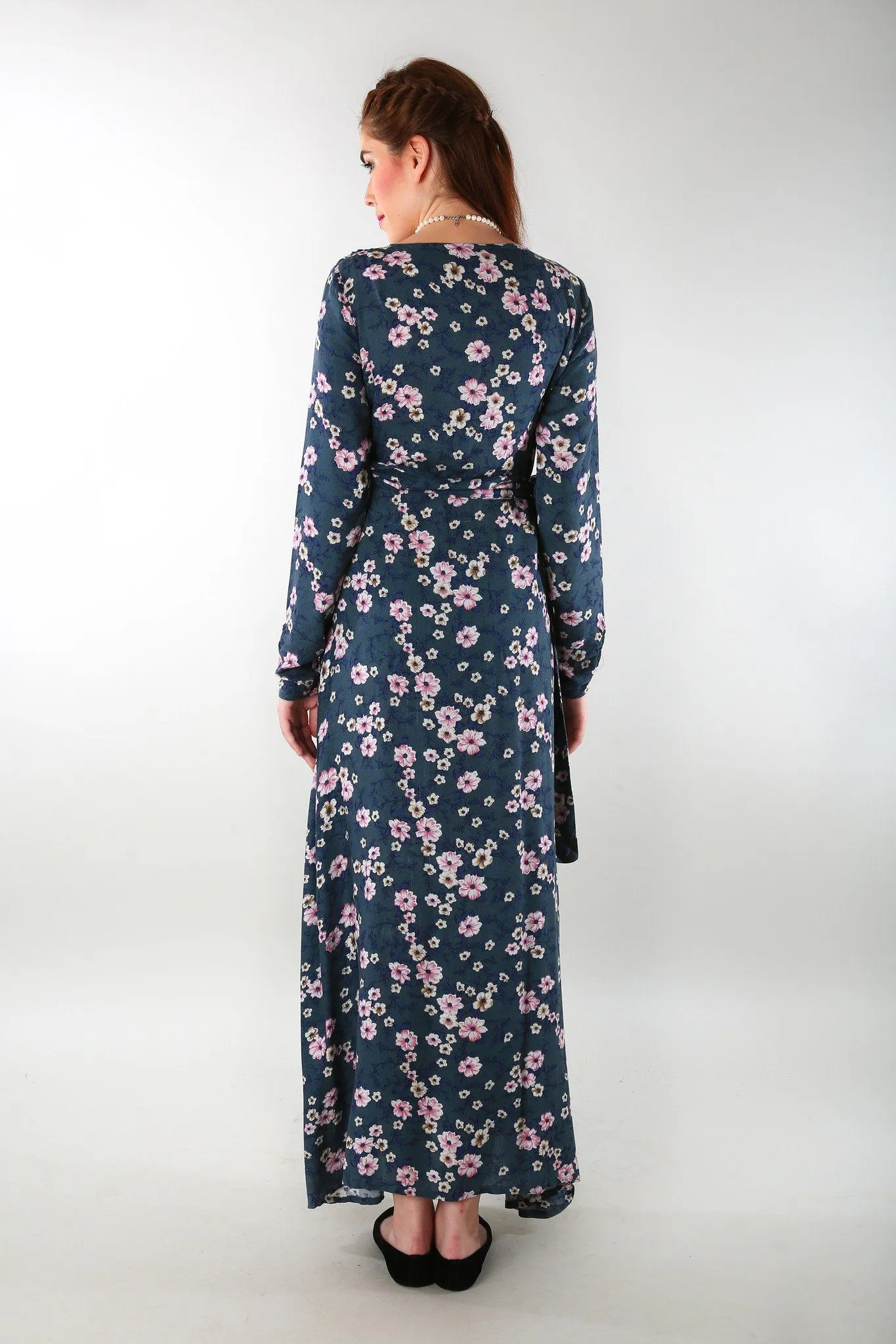 Floral Rich Print Front Wrap Maternity Dress