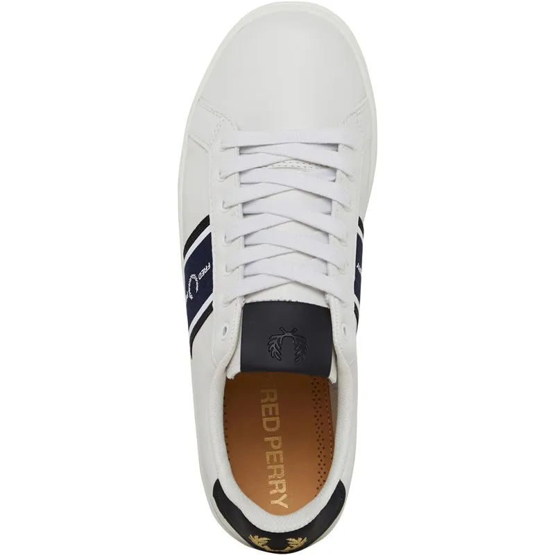 Fred Perry B721 Lea/Graphic Branded Webbing Trainers Porcelain