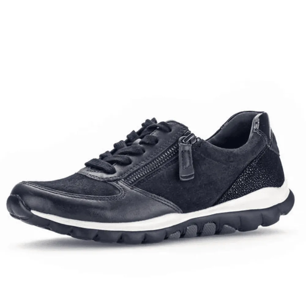 Gabor Rolling Soft Navy Suede Mix Walking Trainers