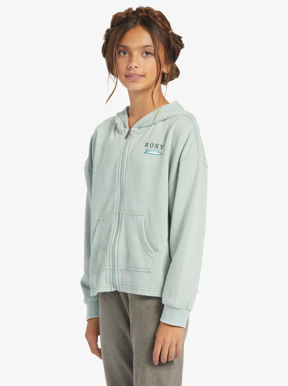 Girls 4-16 Early In The Morning B Zip Hoodie - Blue Surf