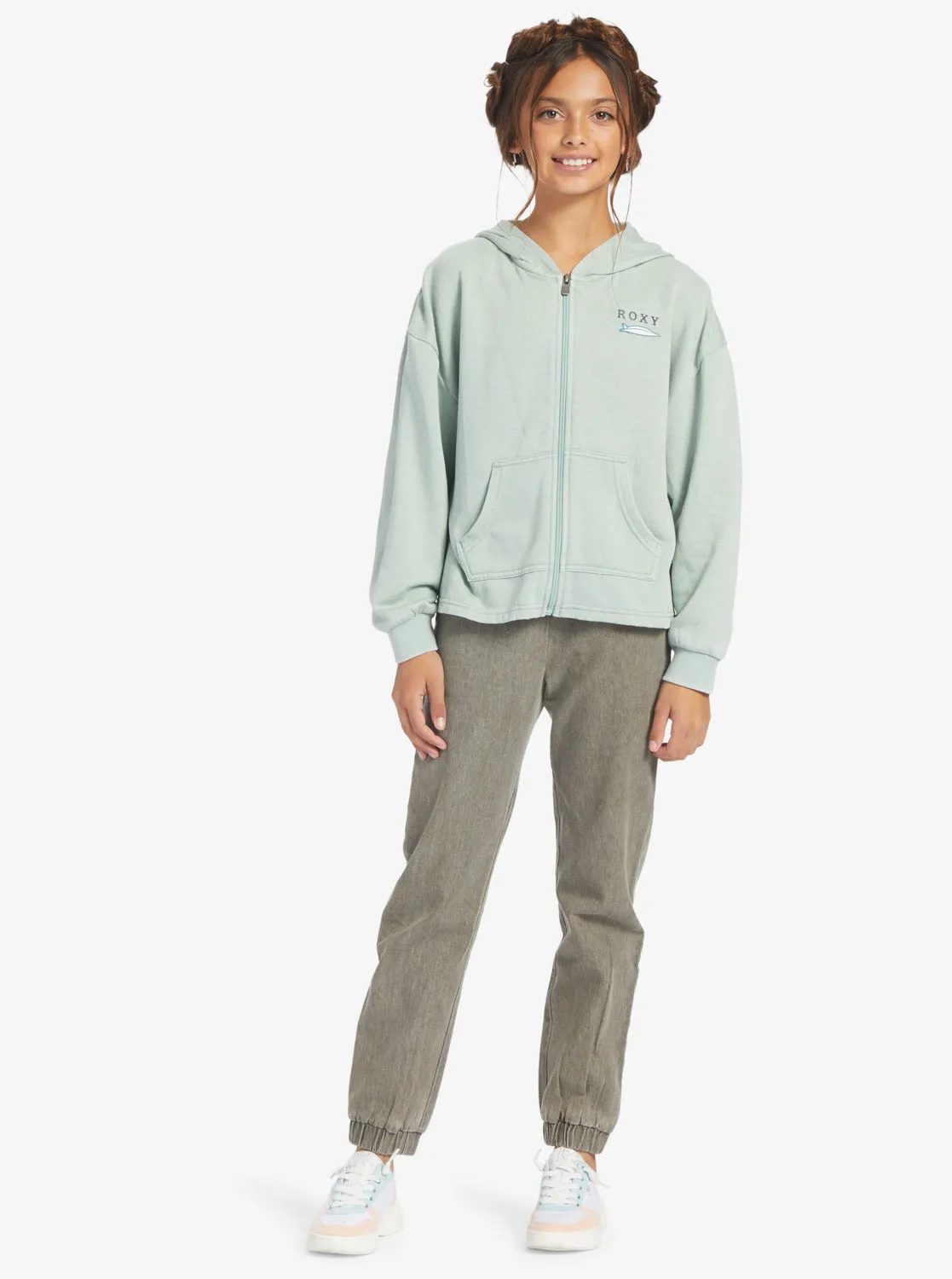 Girls 4-16 Early In The Morning B Zip Hoodie - Blue Surf